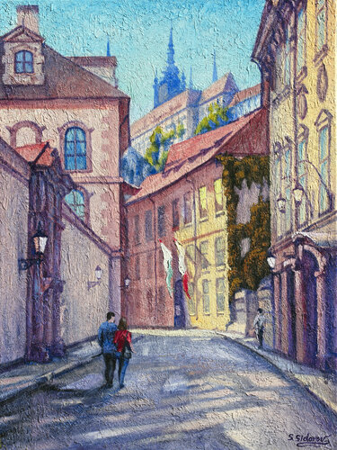 Street in Prague van Stanislav Sidorov, Schilderij te koop op Singulart