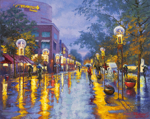 Azur Evening. 16th Street. Downtown Denver. van Stanislav Sidorov, Schilderij te koop op Singulart