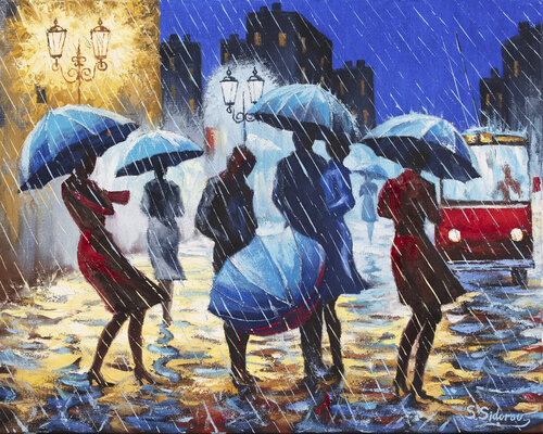 Blue Umbrellas. van Stanislav Sidorov, Schilderij te koop op Singulart