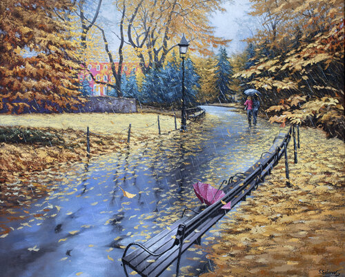 Music of the Rain Central Park New York by Stanislav Sidorov, Painting for Sale on Singulart