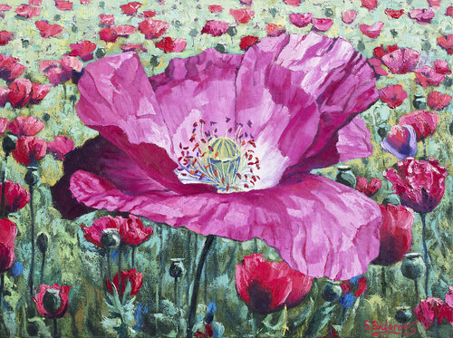 Crimson Field van Stanislav Sidorov, Schilderij te koop op Singulart