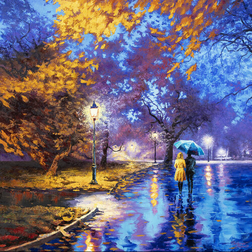 Serene Stroll . Central Park. van Stanislav Sidorov, Schilderij te koop op Singulart