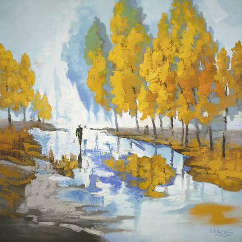 Abstract Landscape.Blue on Blue. di Stanislav Sidorov, Pittura in vendita su Singulart