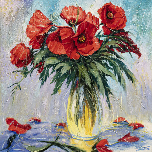 Bouquet with Poppies van Stanislav Sidorov, Schilderij te koop op Singulart