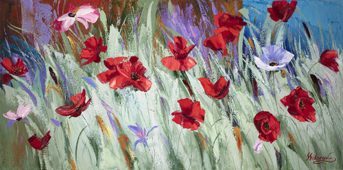 Field of Poppies di Stanislav Sidorov, Pittura in vendita su Singulart