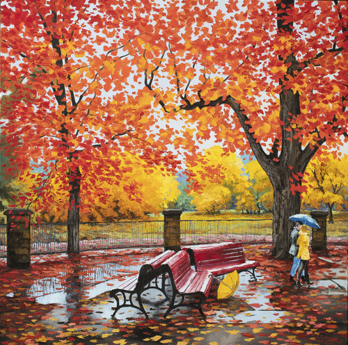 Red and Yellow. Canadian Autumn. di Stanislav Sidorov, Pittura in vendita su Singulart