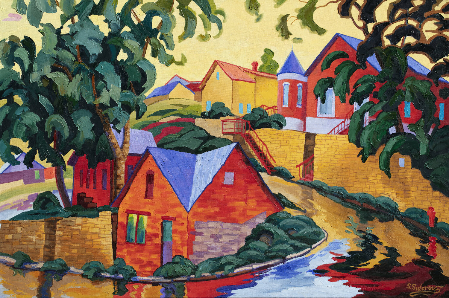 Sunny Day. Old American town. Central Park Colorado. Stanislav Sidorov Originalgemälde zu verkaufen