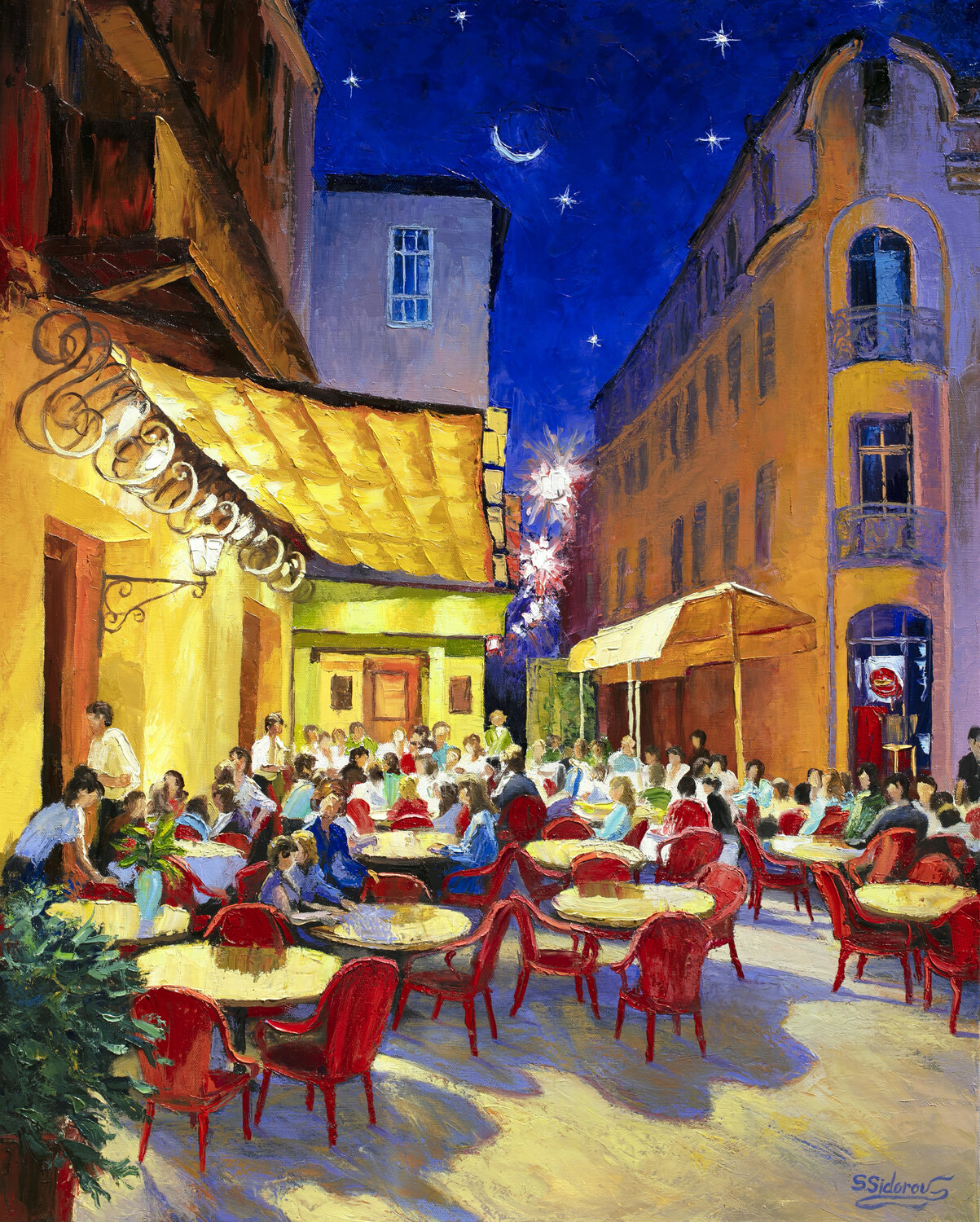 Café Van Gogh. Arles,  France. Stanislav Sidorov Originalgemälde zu verkaufen