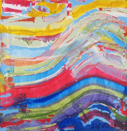 Waves of harmony, Painting, Canvas, Art under $3500, Dynamic composition, Modern Wall Art, Layered Textures, Contemporary Art, Waves paintings, Ocean abstract painting, Seascapes abstract paintings, Multicolor abstract painting by Jafeth Moiane, Painting for Sale on Singulart