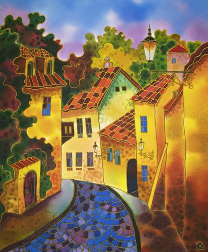 Cozy Street. Prague van Yelena Sidorova, Schilderij te koop op Singulart