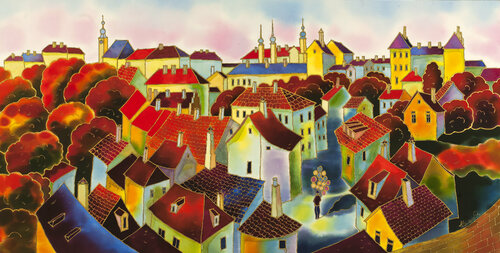 Fairy Tail Town . Prague van Yelena Sidorova, Schilderij te koop op Singulart
