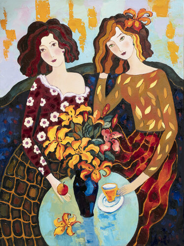 Girls and Flowers van Yelena Sidorova, Schilderij te koop op Singulart
