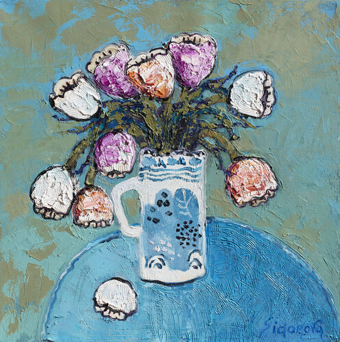 White and Blue van Yelena Sidorova, Schilderij te koop op Singulart