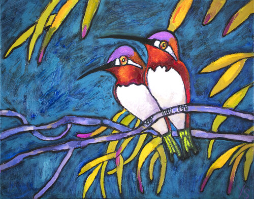 Red Birds van Yelena Sidorova, Schilderij te koop op Singulart