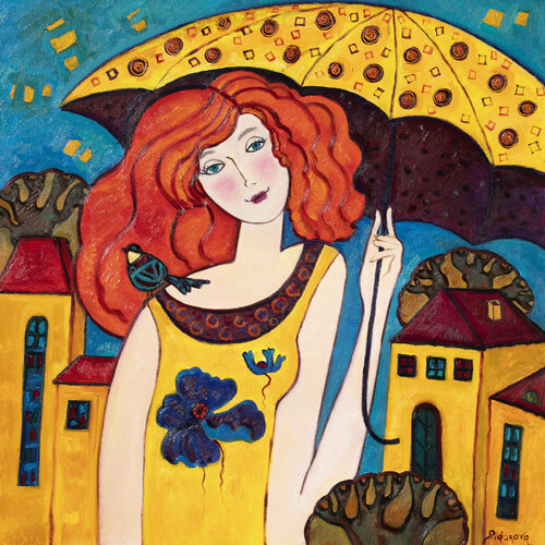 Yellow Umbrella-2 di Yelena Sidorova, Pittura in vendita su Singulart