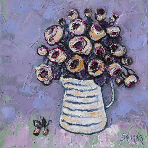 Flowers in the white vase. van Yelena Sidorova, Schilderij te koop op Singulart