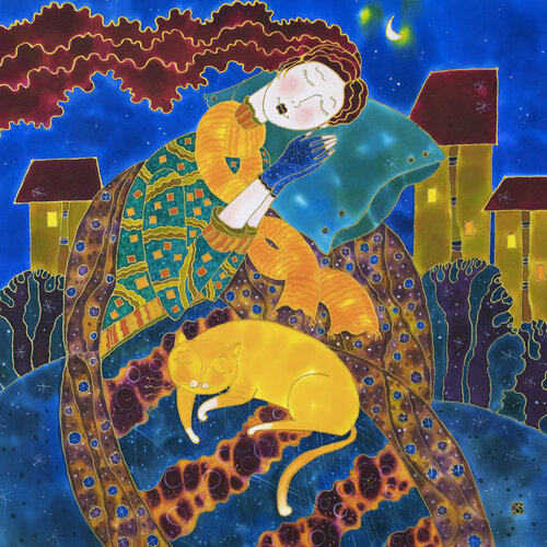 Cozy Winter Cat Nap van Yelena Sidorova, Schilderij te koop op Singulart