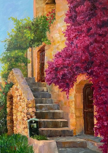 Stairs to the house van Yulia Mizyak, Schilderij te koop op Singulart