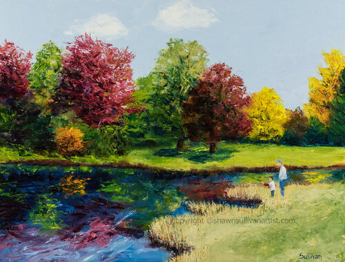 Fishing with Dad di Shawn Sullivan, Pittura in vendita su Singulart