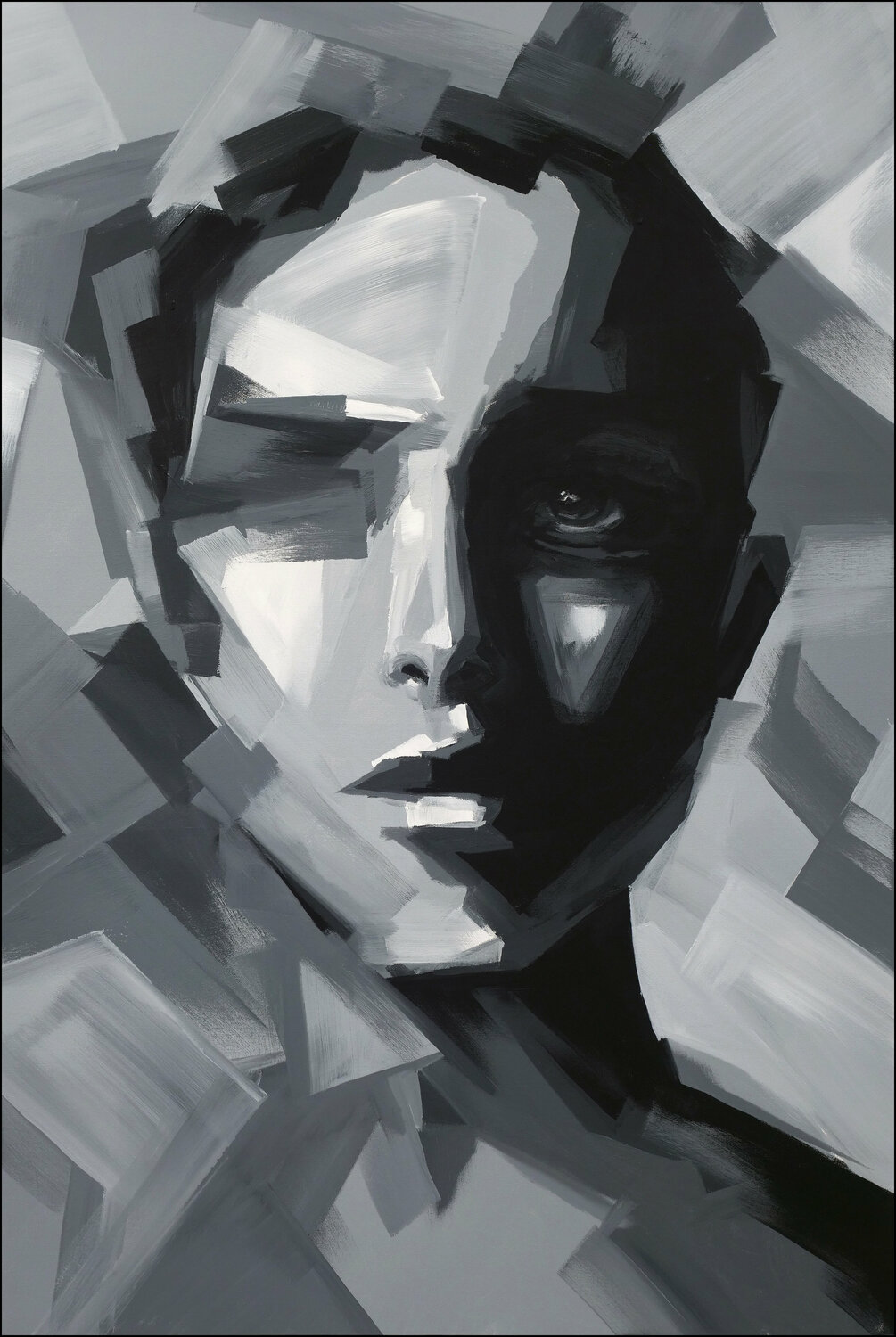 Abstract Portrait Painting Black And White