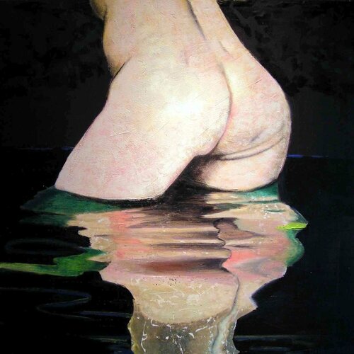 Woman bathing in mountain stream by Anita de Harde, Painting for Sale on Singulart
