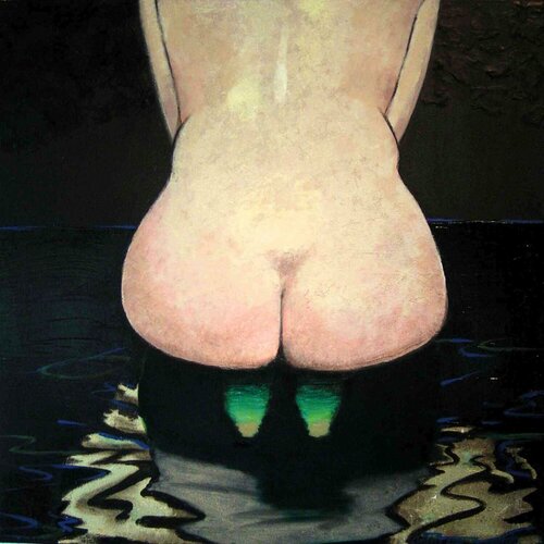 Woman sitting in a mountain stream di Anita de Harde, Pittura in vendita su Singulart