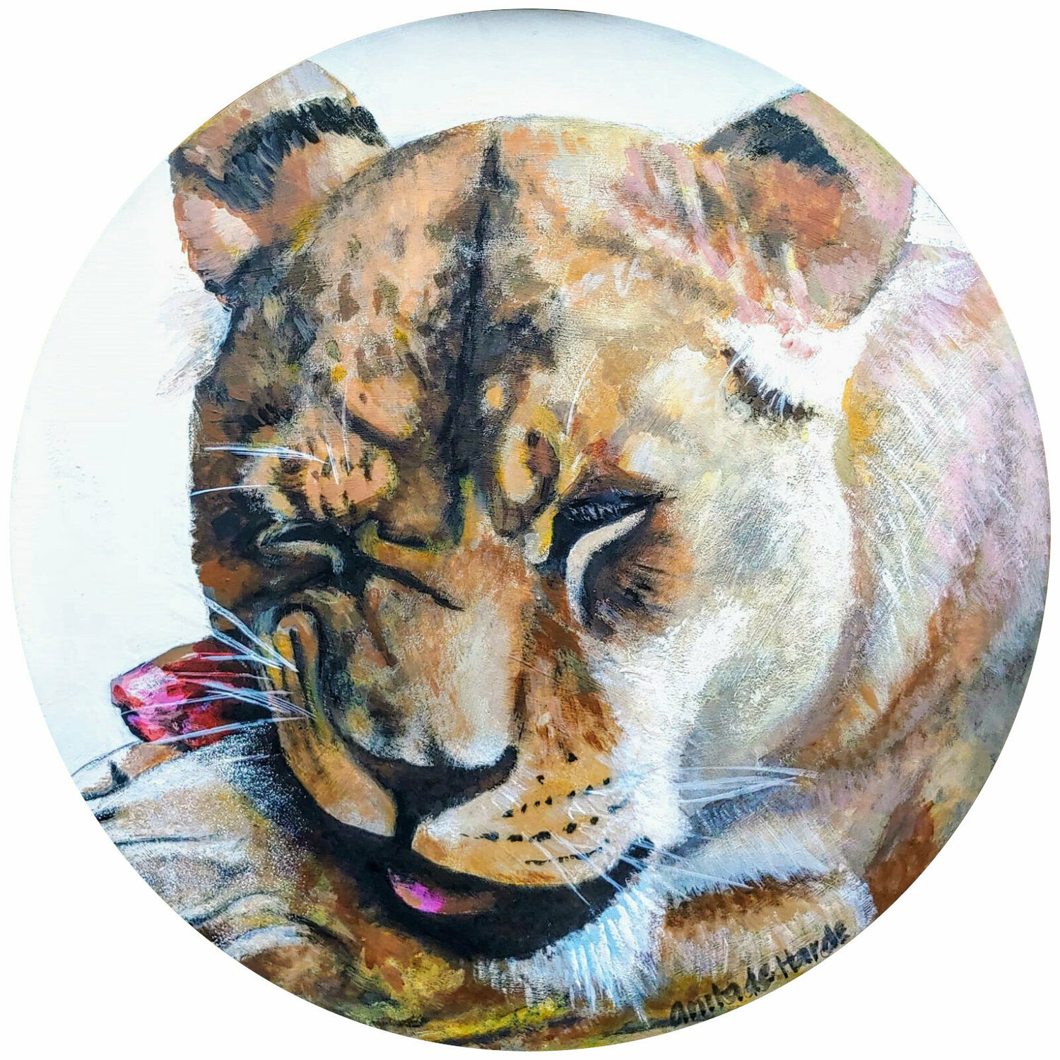 Lioness from Artis zoo, Amsterdam Anita de Harde Originalgemälde zu verkaufen