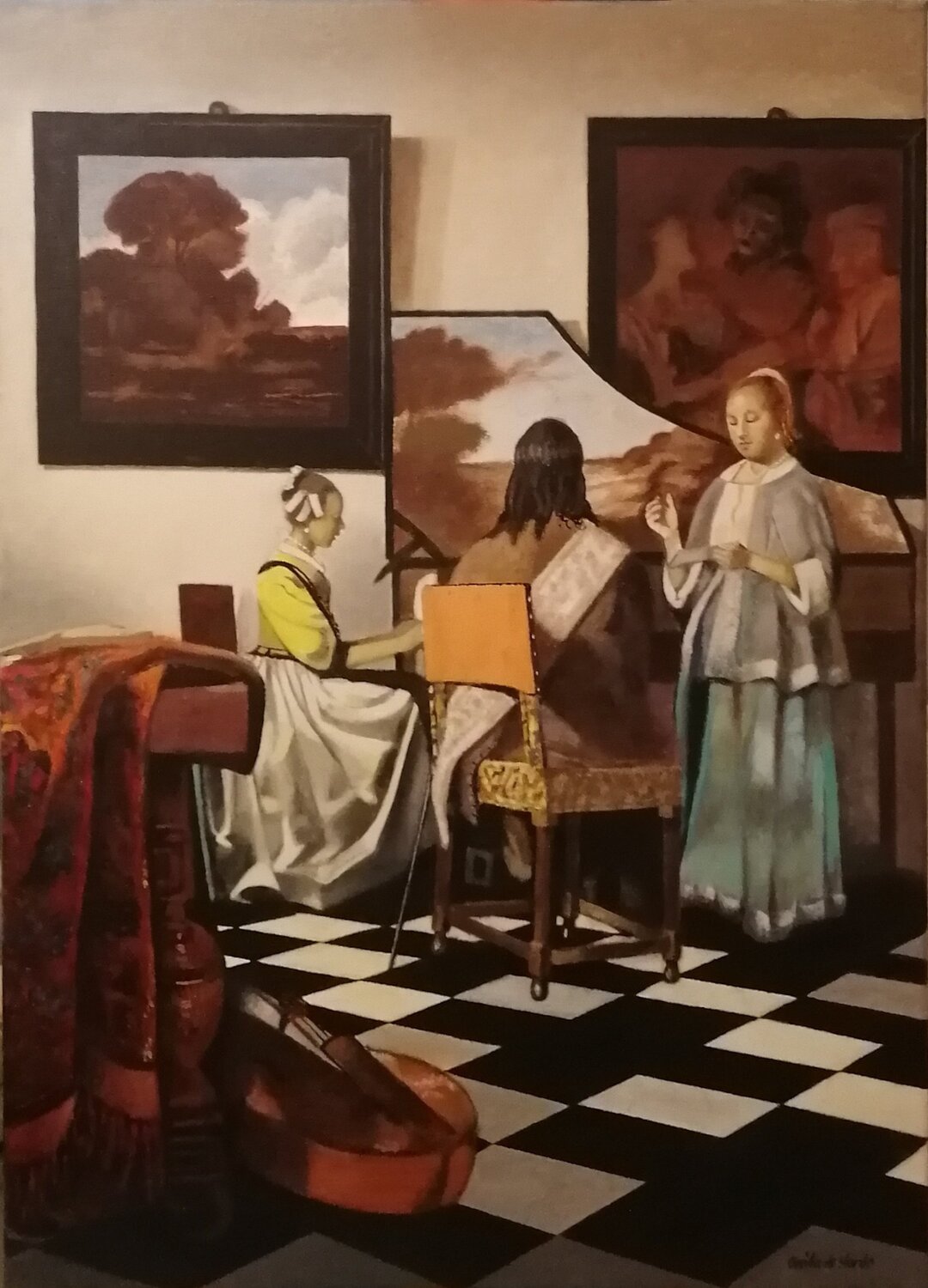 アルバートマルケ アート作品 2点 Hermana de San Vicente The Concert a la Vermeer by Anita de Harde (2022) : Painting Oil