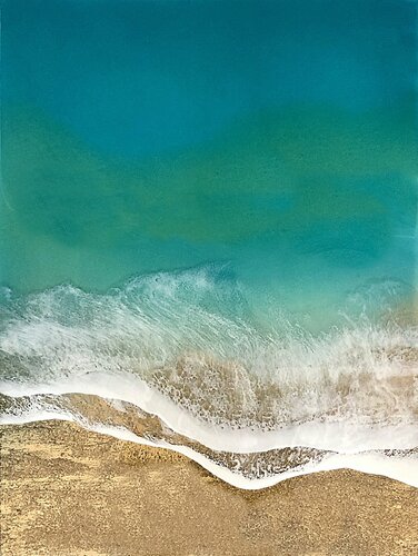 Teal Waves #3 di Ana Hefco, Pittura in vendita su Singulart