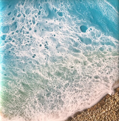 Teal Waves - Quiet di Ana Hefco, Pittura in vendita su Singulart