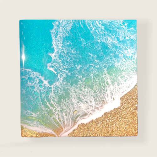 Teal Waves - Calm di Ana Hefco, Pittura in vendita su Singulart