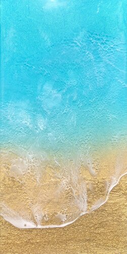 Teal Waves #32 Ocean waves painting di Ana Hefco, Pittura in vendita su Singulart