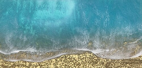 Teal Waves #33 Seascape painting di Ana Hefco, Pittura in vendita su Singulart