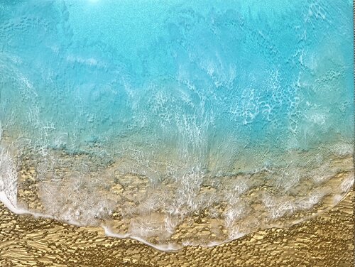 Teal Waves #36 - Seascape painting di Ana Hefco, Pittura in vendita su Singulart