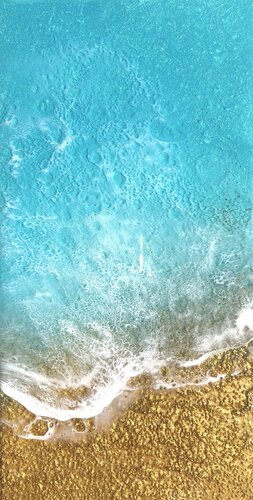 Teal Waves #52 - Ocean painting di Ana Hefco, Pittura in vendita su Singulart