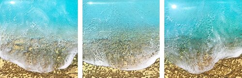 Teal Waves Triptych - Seascape painting di Ana Hefco, Pittura in vendita su Singulart