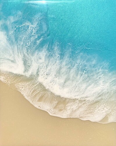White Sand Beach #7 Ocean Painting di Ana Hefco, Pittura in vendita su Singulart