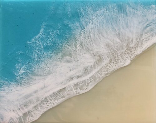 White Sand Beach #8 Ocean Painting di Ana Hefco, Pittura in vendita su Singulart