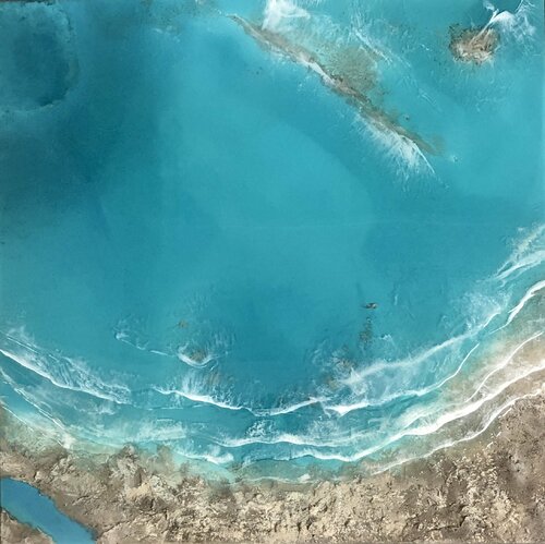 White Sand Beach Aerial Ocean Painting van Ana Hefco, Schilderij te koop op Singulart