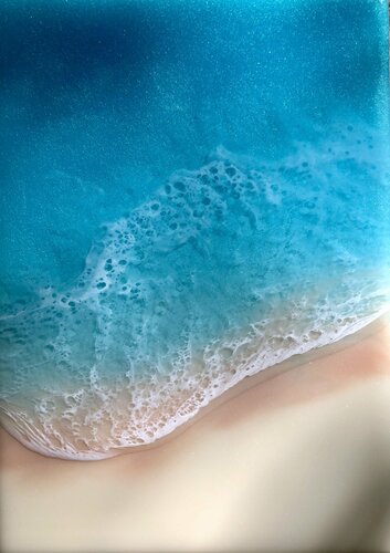 White Sand Beach #28 Seascape Ocean Painting van Ana Hefco, Schilderij te koop op Singulart