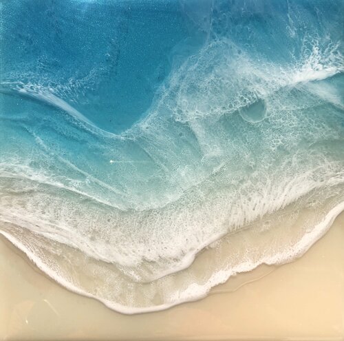 White Sand Beach - Love di Ana Hefco, Pittura in vendita su Singulart