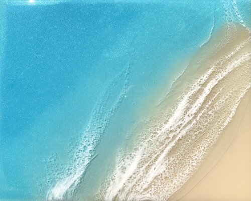 White Sand Beach Infinite Blue van Ana Hefco, Schilderij te koop op Singulart