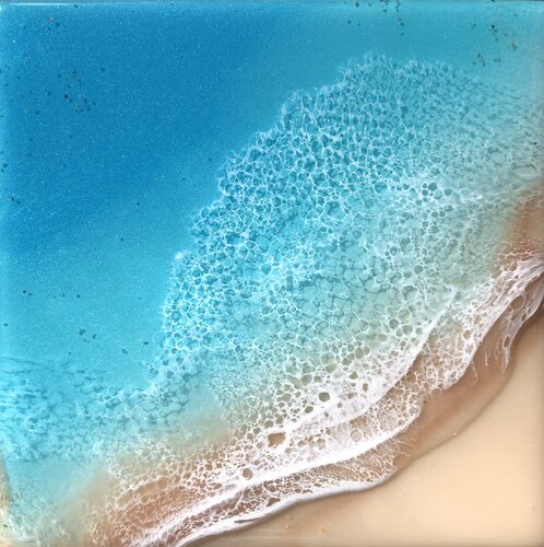 White Sand Beach Hopes and Dreams Ocean Painting di Ana Hefco, Pittura in vendita su Singulart