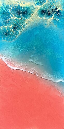Bahamas Harbour Island - Pink sand beach van Ana Hefco, Schilderij te koop op Singulart