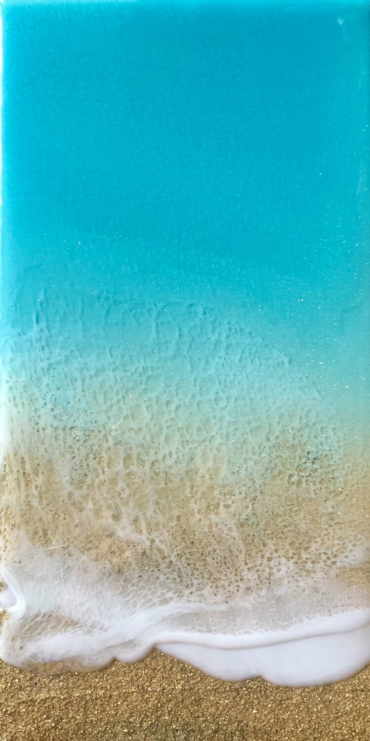 Teal Waves #24 - Seascape painting Ana Hefco