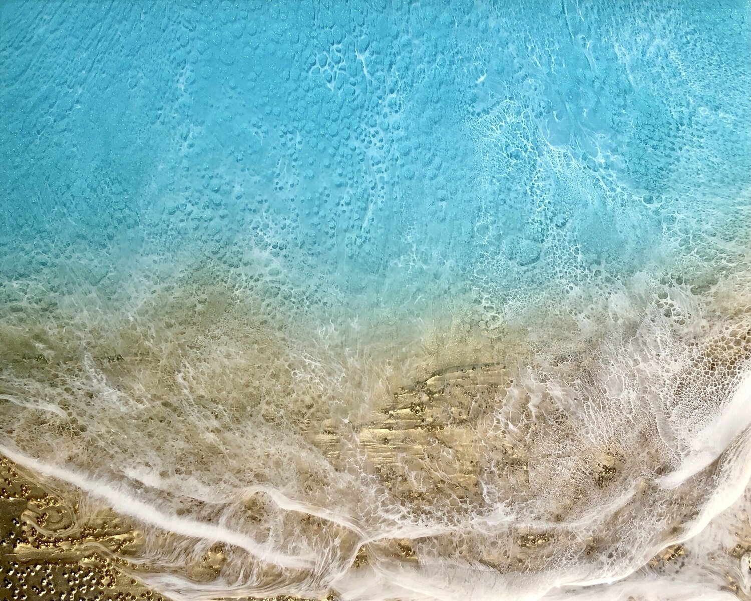 Teal Waves #26 - Seascape painting Ana Hefco