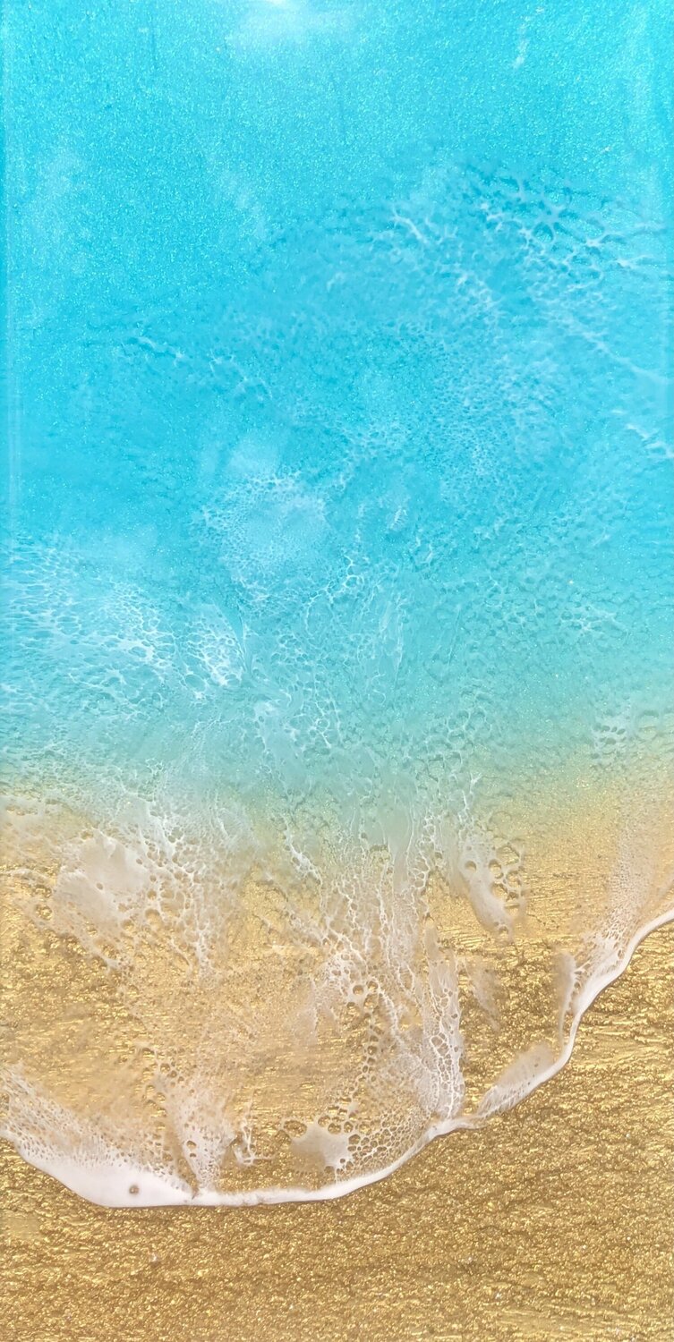 Teal Waves #32 Ocean waves painting Ana Hefco