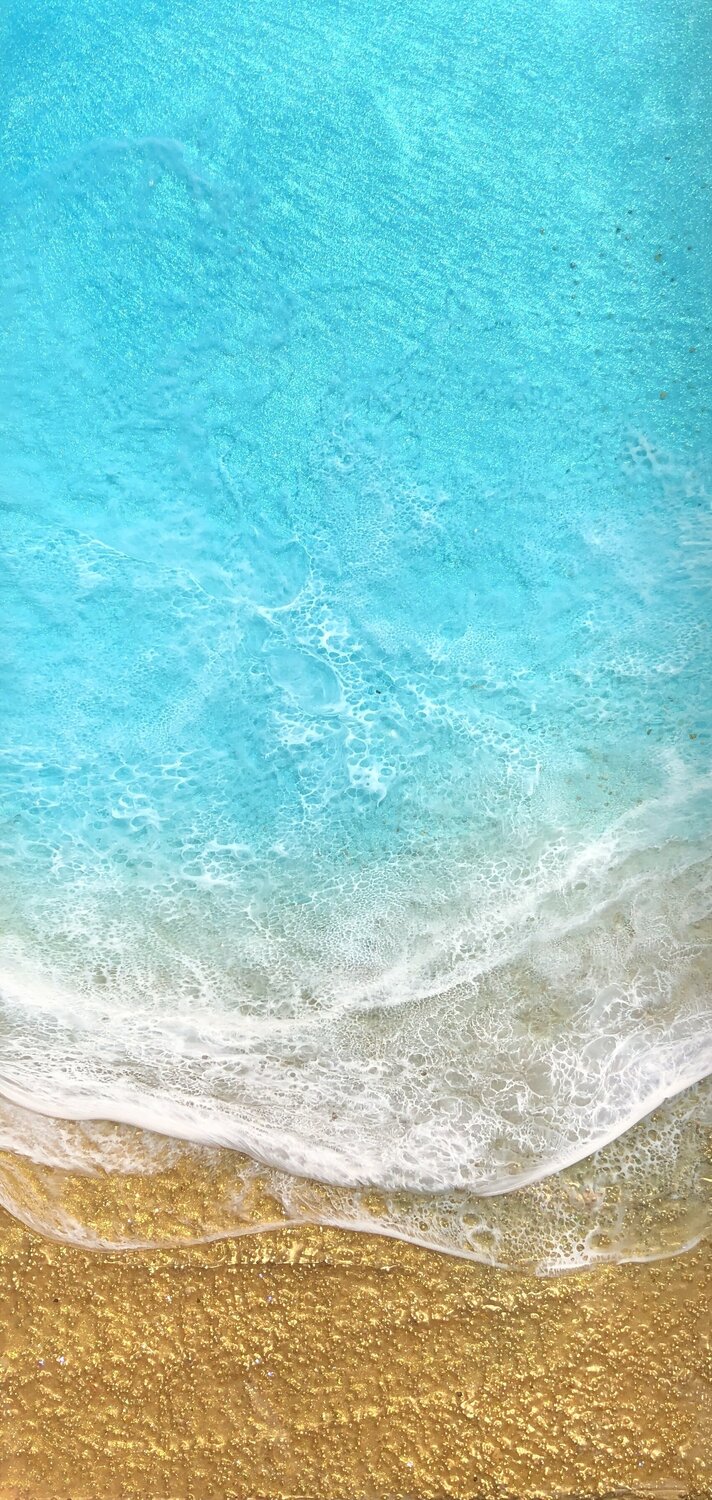 Teal Waves #51 - Ocean painting Ana Hefco