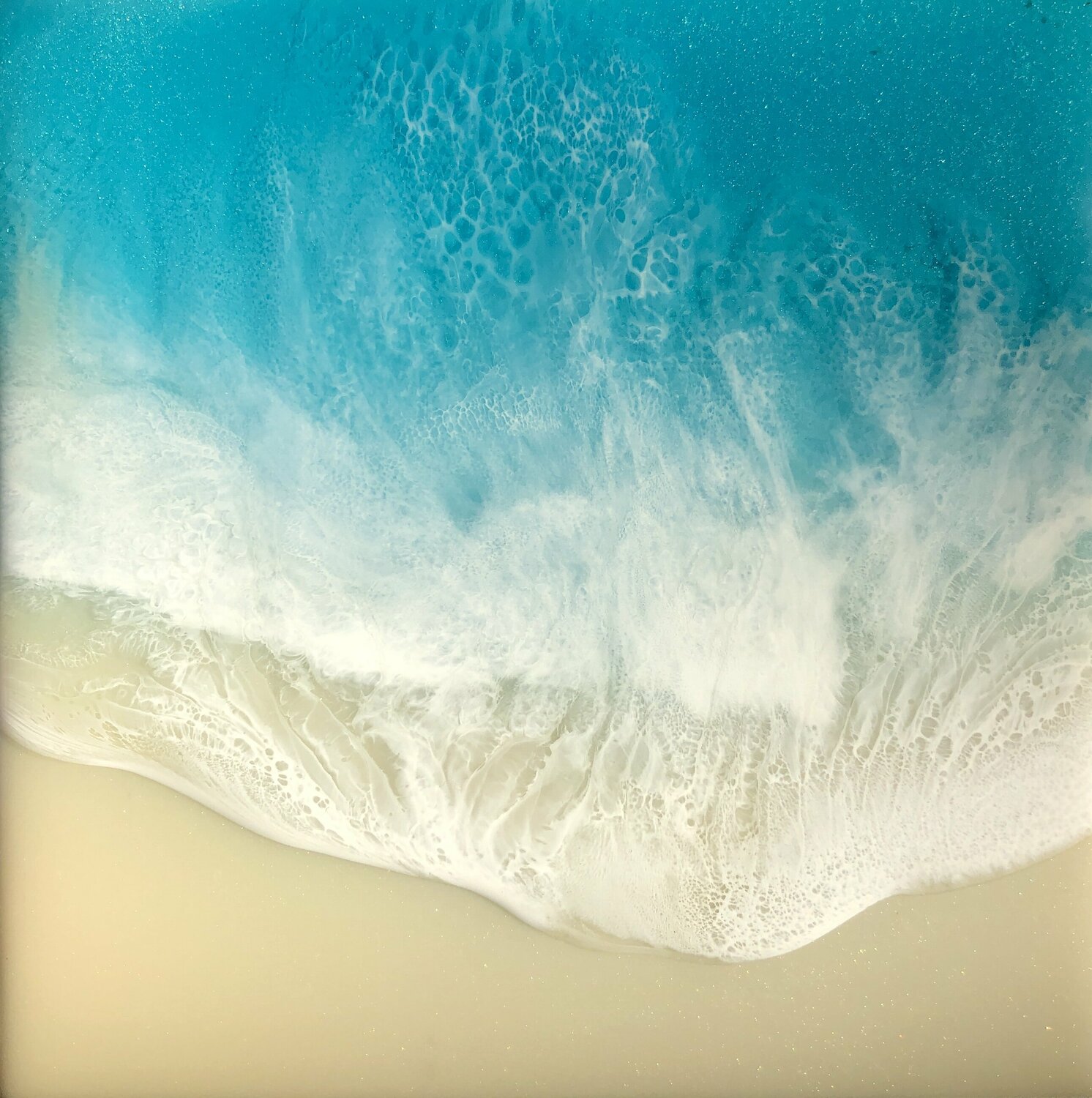 White Sand Beach #10 Small Ocean Beach Painting Ana Hefco