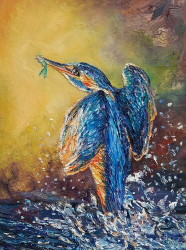 Eisvogel, blue bird by Kerstin Meyer, 絵画 for Sale on Singulart